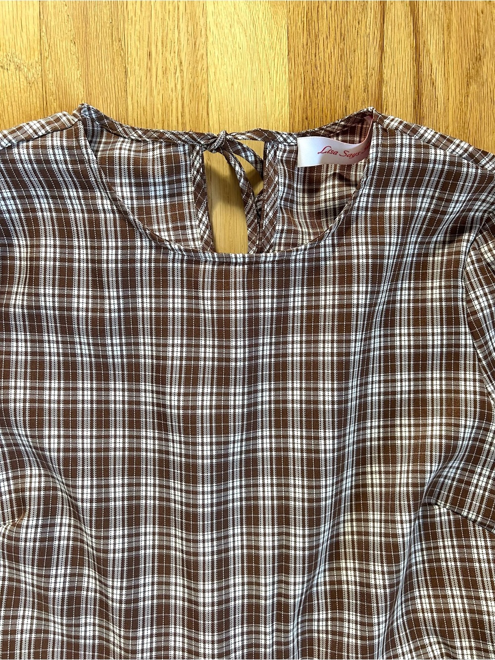 LISA SAYS GAH maxine long sleeve plaid midi dress brown fall size XL - Picture 7 of 12